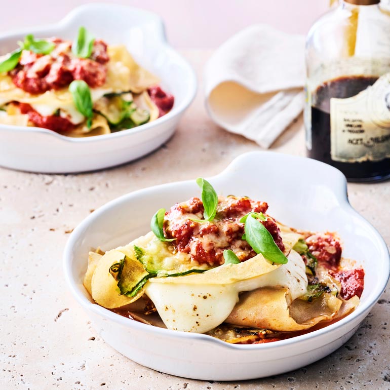 Open lasagne met courgette en mozzarella