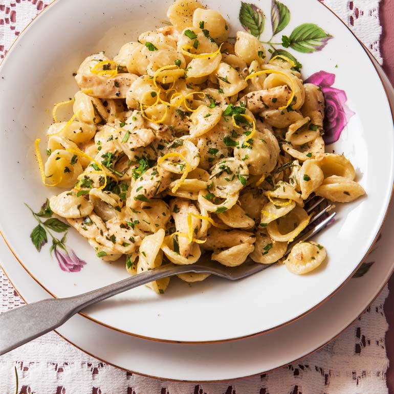 Pasta met romige citroenkip