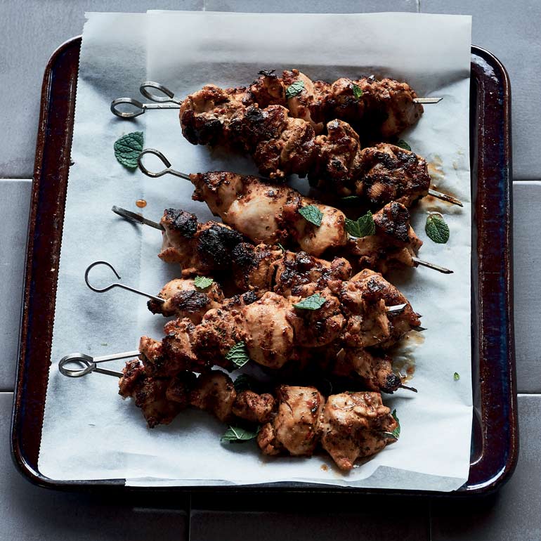 Kipkebabs met peper en munt