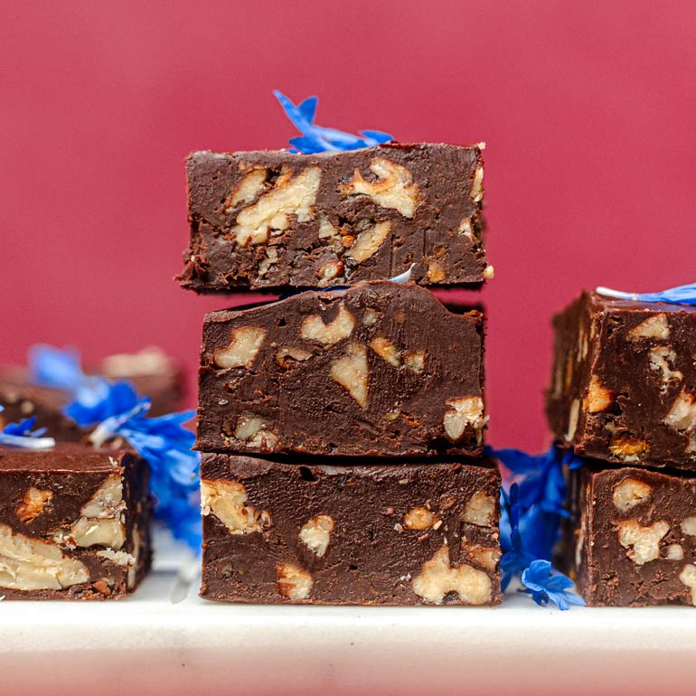 Sinaasappel-chocolade-pecan fudge