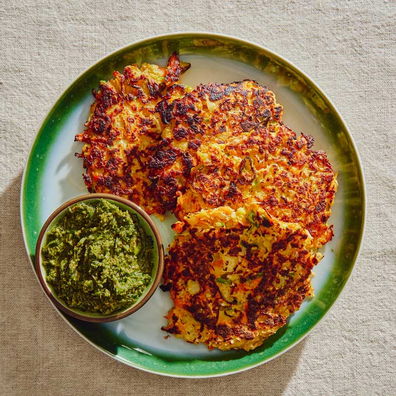 Bloemkool-koekjes met chutney