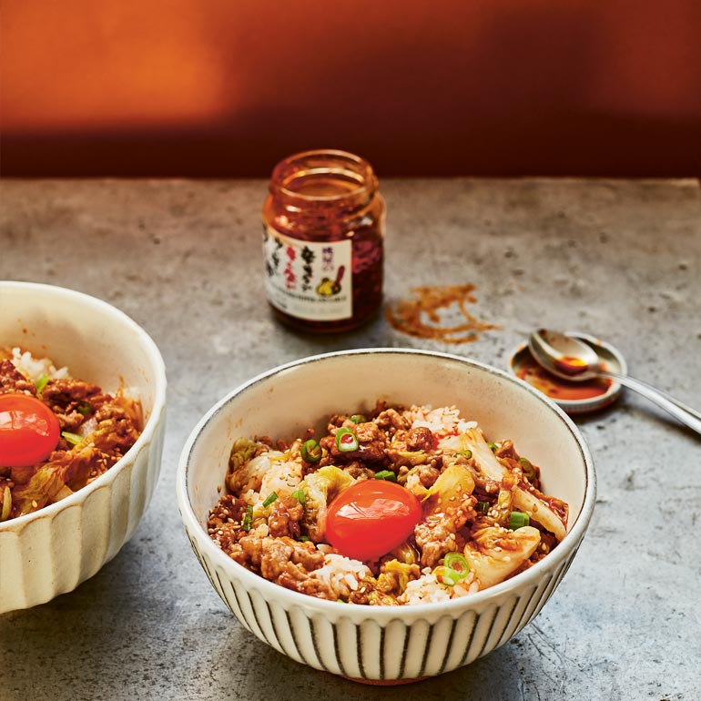 Rijstbowl met gyoza vulling