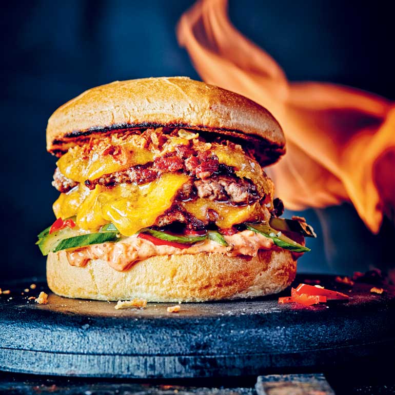 Kimchi Brisket Smash Burgers